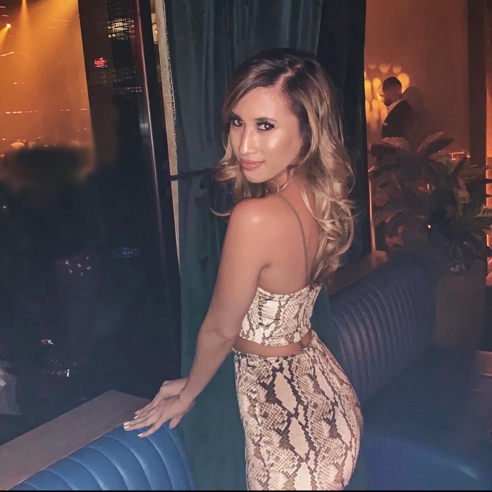 PrettyLittleThing Snake Print Crop Top Pants Set